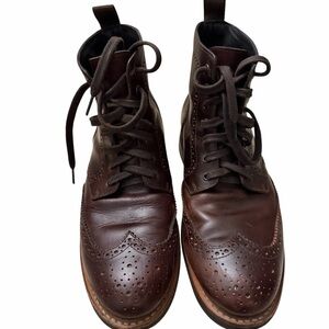 Thursday Boot Company Men's Dark Brown Leather Chukka Brogue Boots, pre-owned